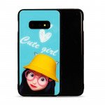 Wholesale Galaxy S10e Design Tempered Glass Hybrid Case (Cute Girl)